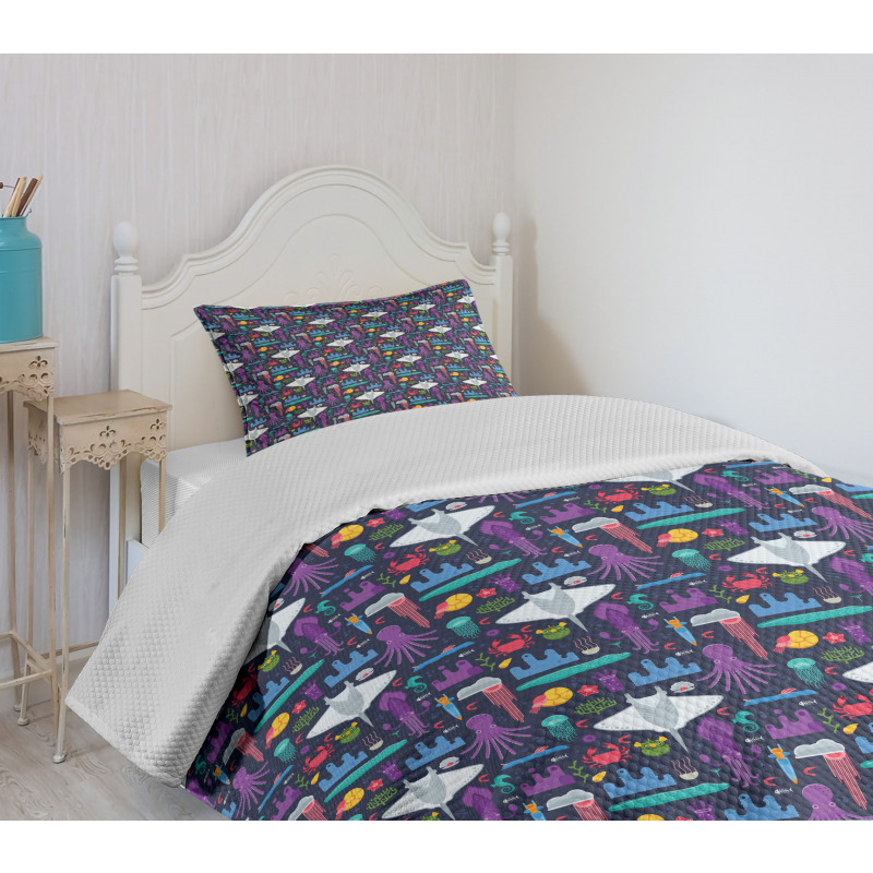 Exotic Aquatic Cartoon Bedspread Set