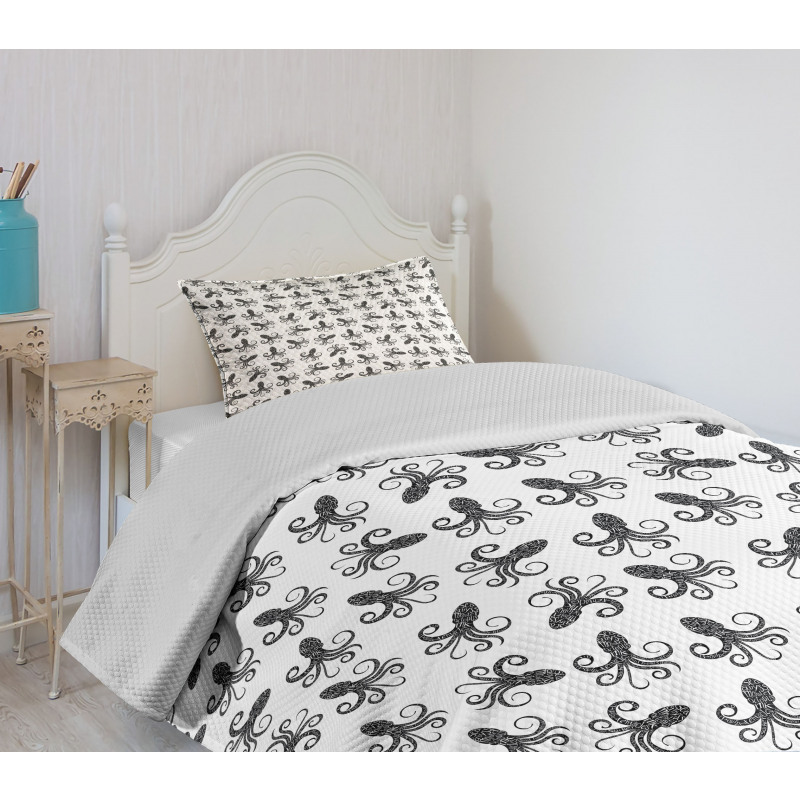 Typographic Silhouettes Bedspread Set