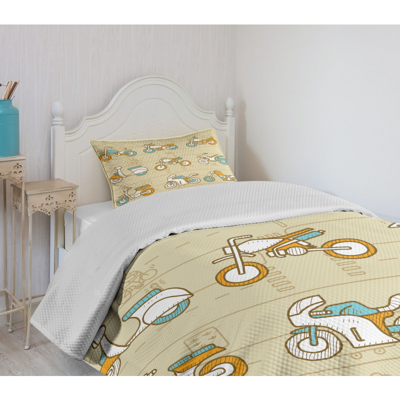 Motorcycles City Traffic Bedspread Set