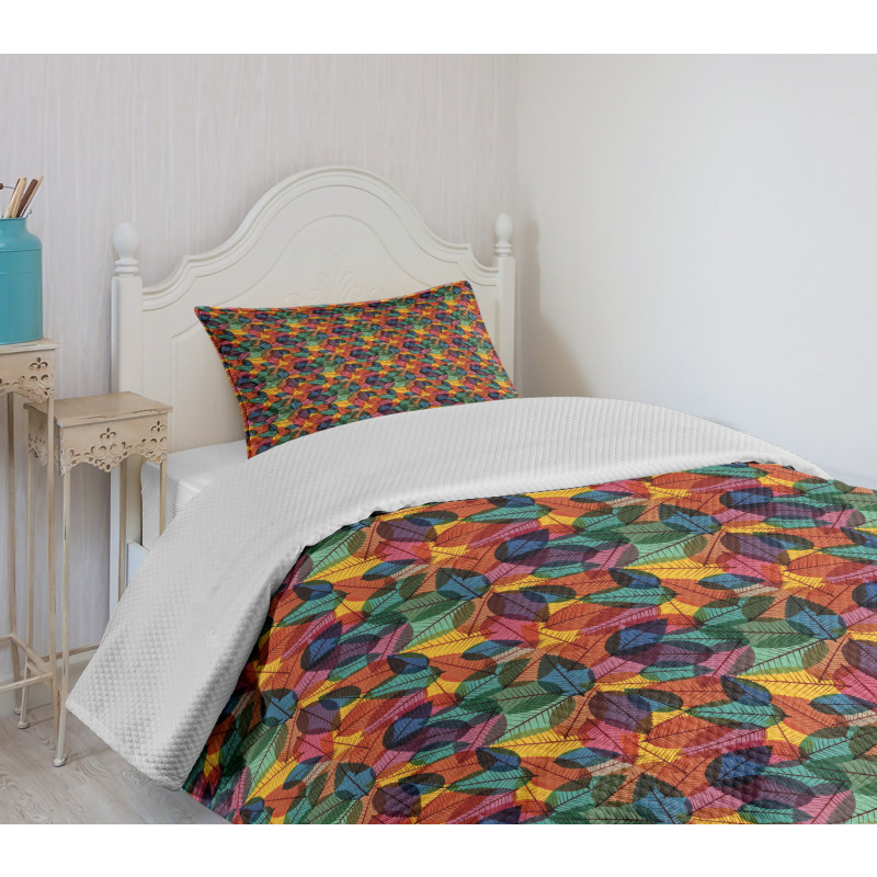 Colorful Abstract Leaf Bedspread Set