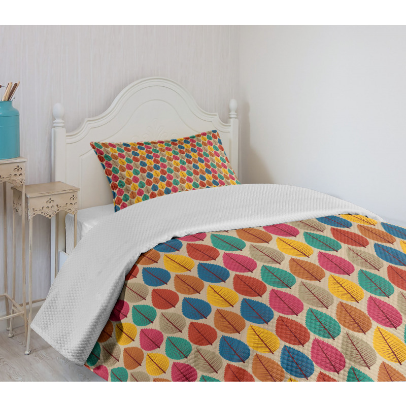 Fallen Leaves Colorful Bedspread Set