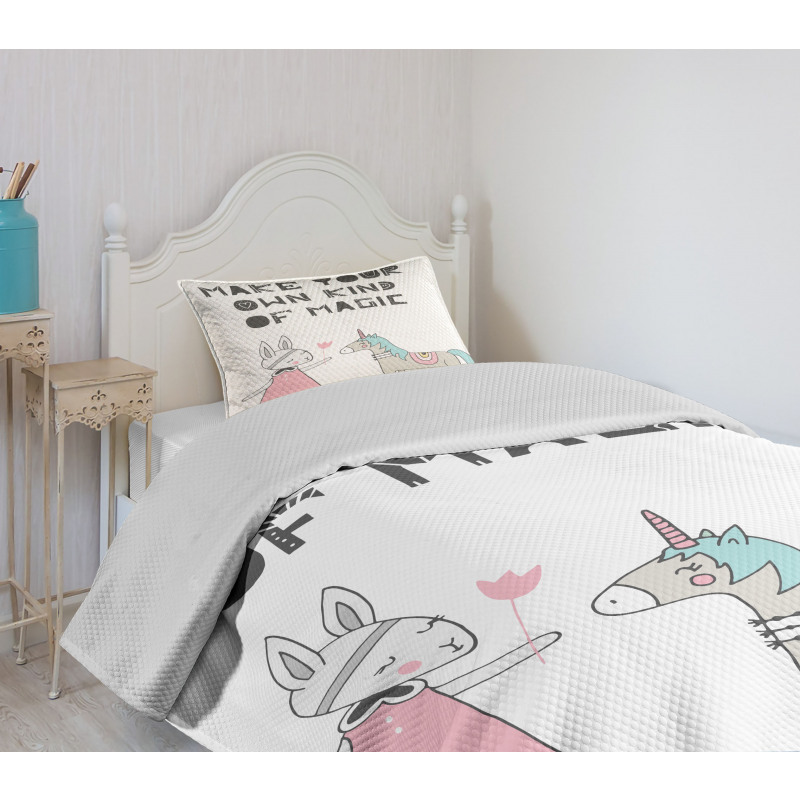 Bunny in Dress Unicorn Bedspread Set