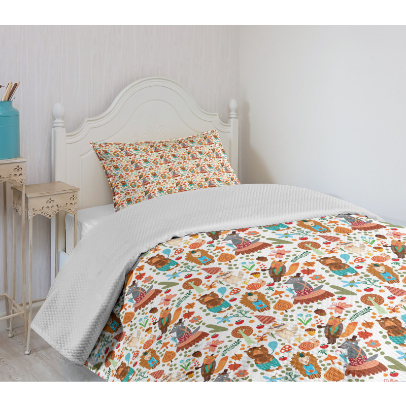 Forest Foliage Animals Bedspread Set