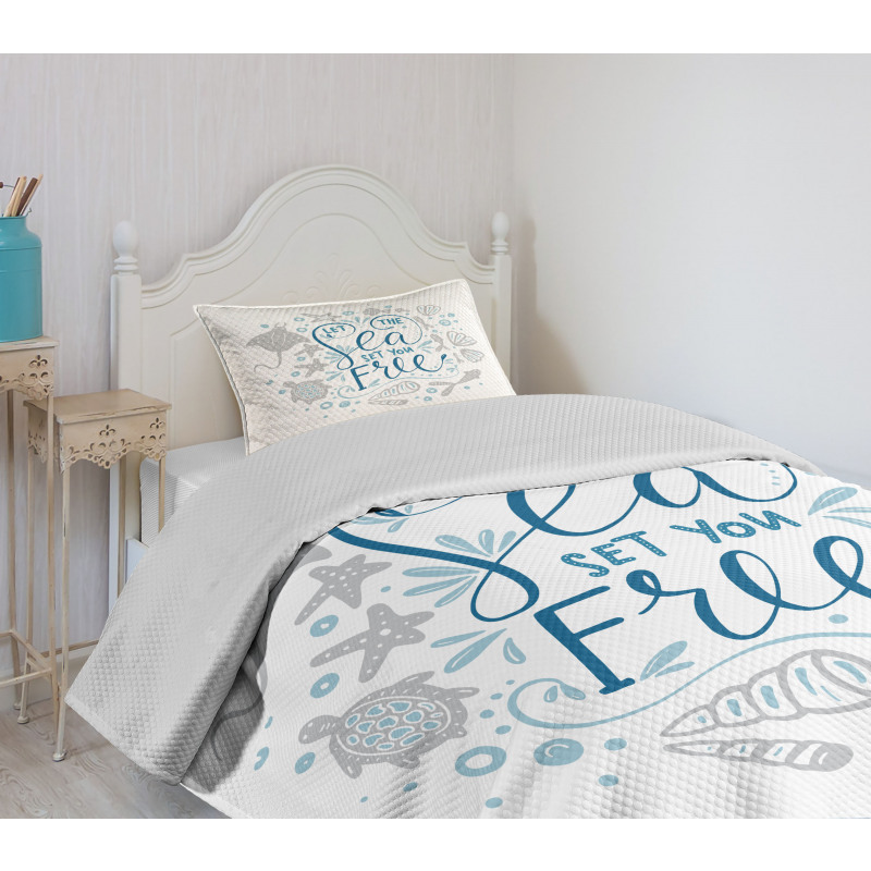 Marine Words with Fish Bedspread Set