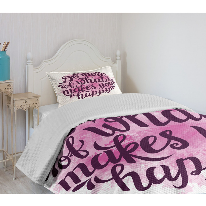 Watercolor Brush Slogan Bedspread Set