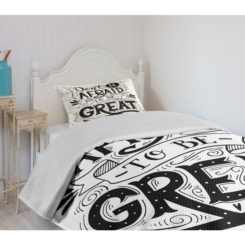 Monochrome Slogan Design Bedspread Set