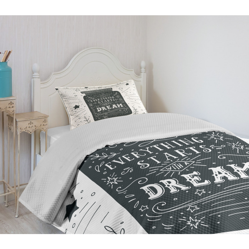 Saying on Jar with Stars Bedspread Set