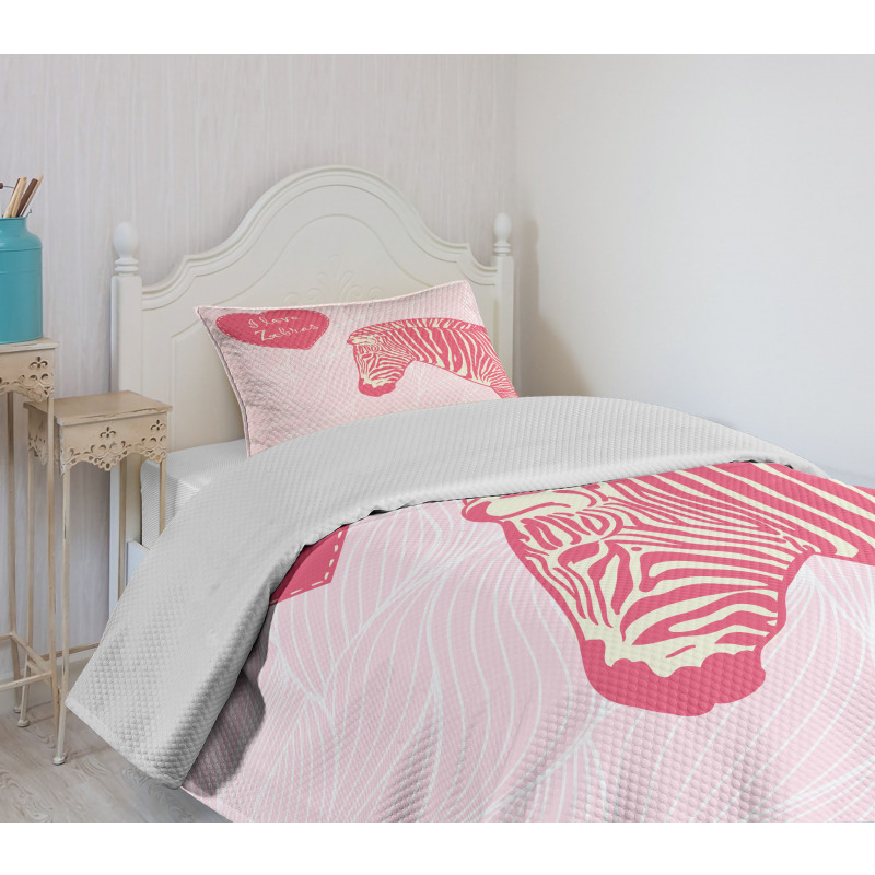 I Love Zebras Words Bedspread Set