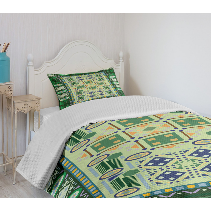 Oriental Shapes Pattern Bedspread Set