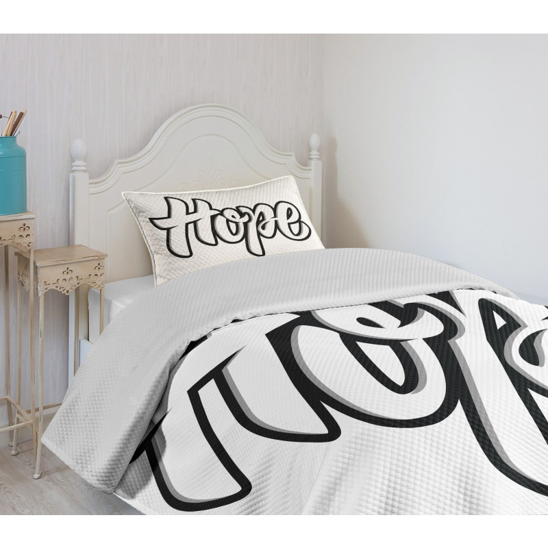 Hand Drawn Uplifting Words Bedspread Set