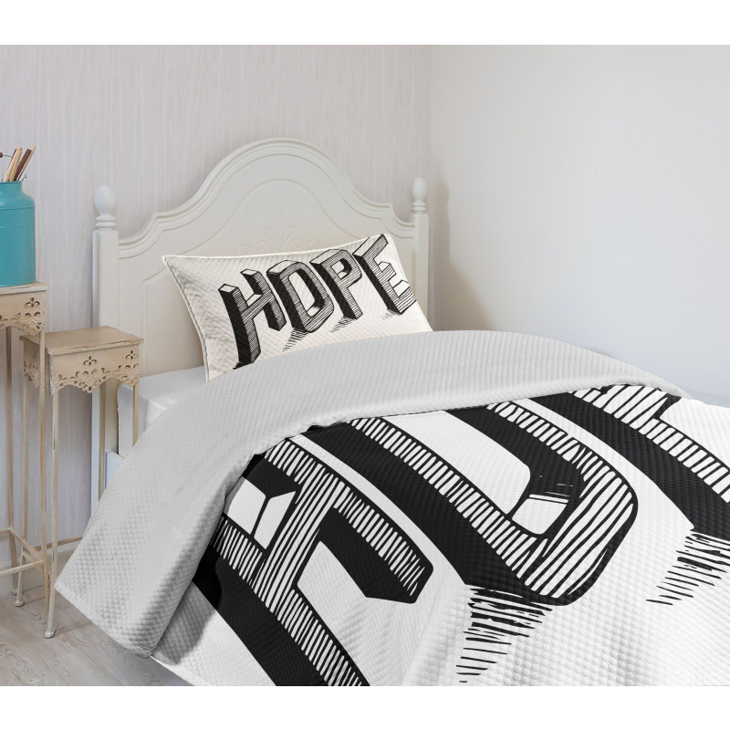Sketch Letters with Lines Bedspread Set