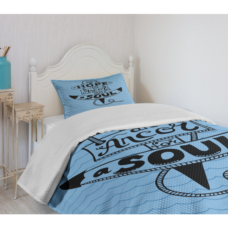 Anchor in the Wavy Ocean Bedspread Set