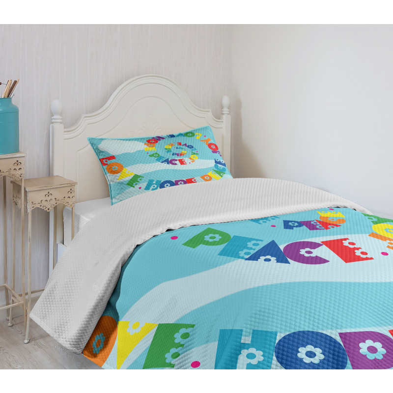 Love Hope Peace Joy Words Bedspread Set