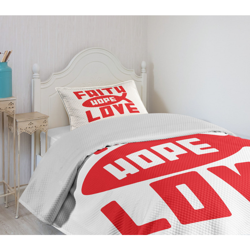 Monochrome Fish and Words Bedspread Set