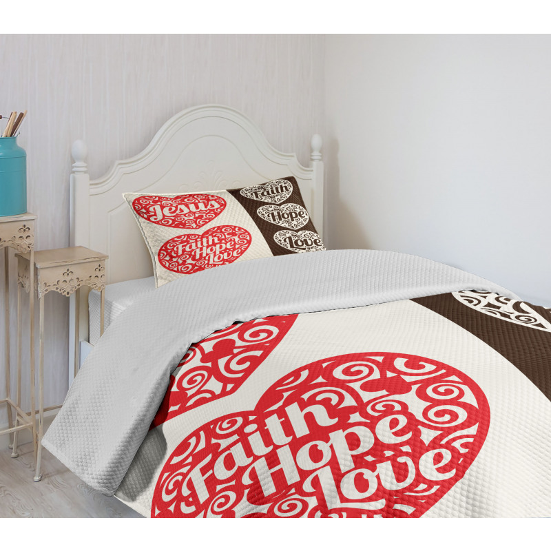 Hearts Swirls and Curves Bedspread Set
