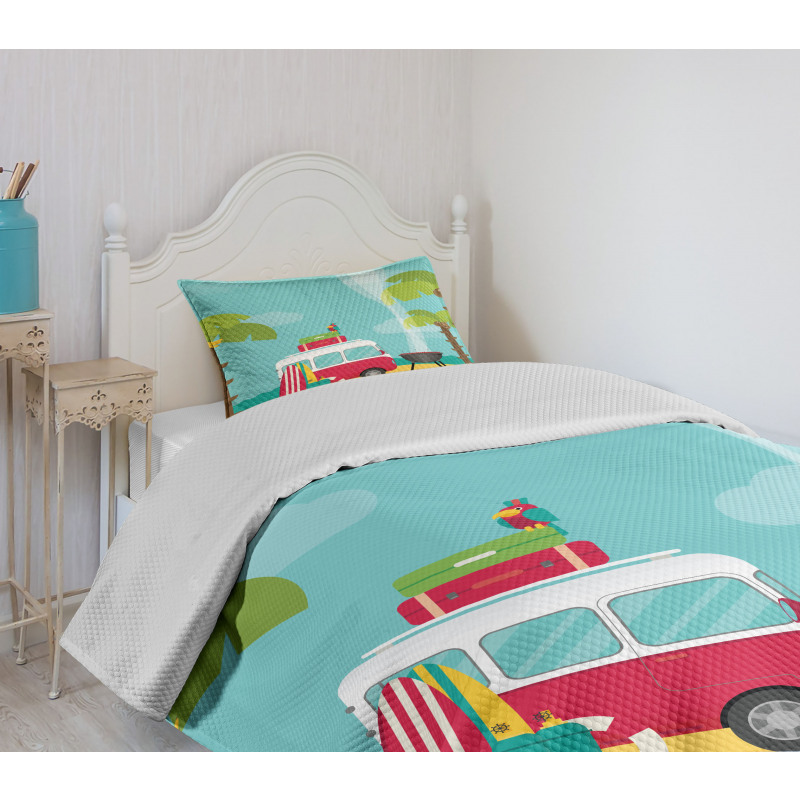 Caravan Camping Beach Bedspread Set