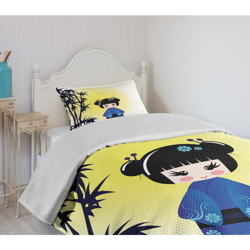 Kokeshi Doll Bamboo Tree Bedspread Set