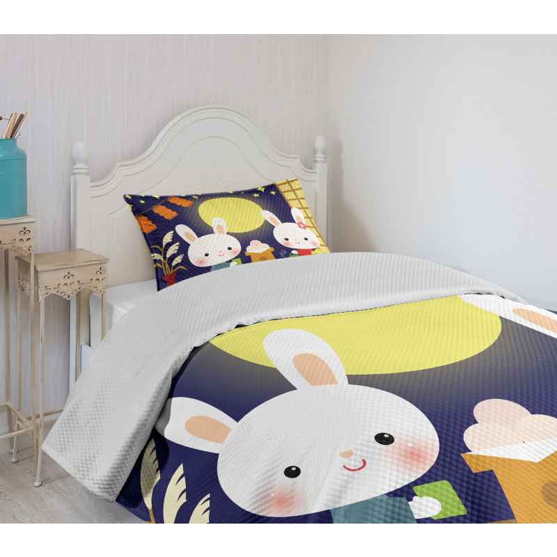 Tsukimi Festival Bunnies Bedspread Set