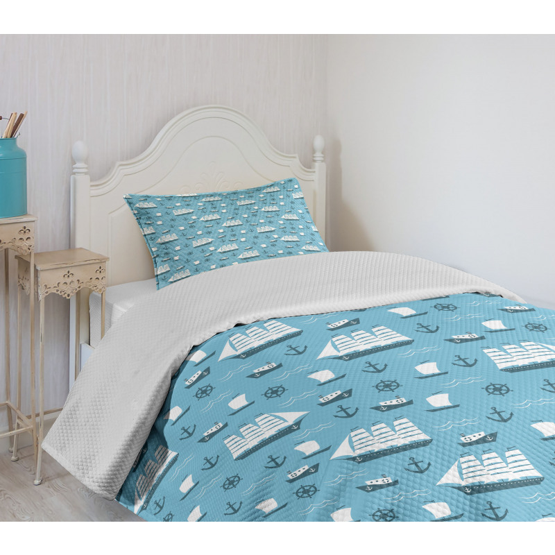 Ships Boats and Helms Bedspread Set