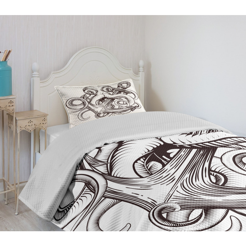Octopus Tattoo Design Bedspread Set