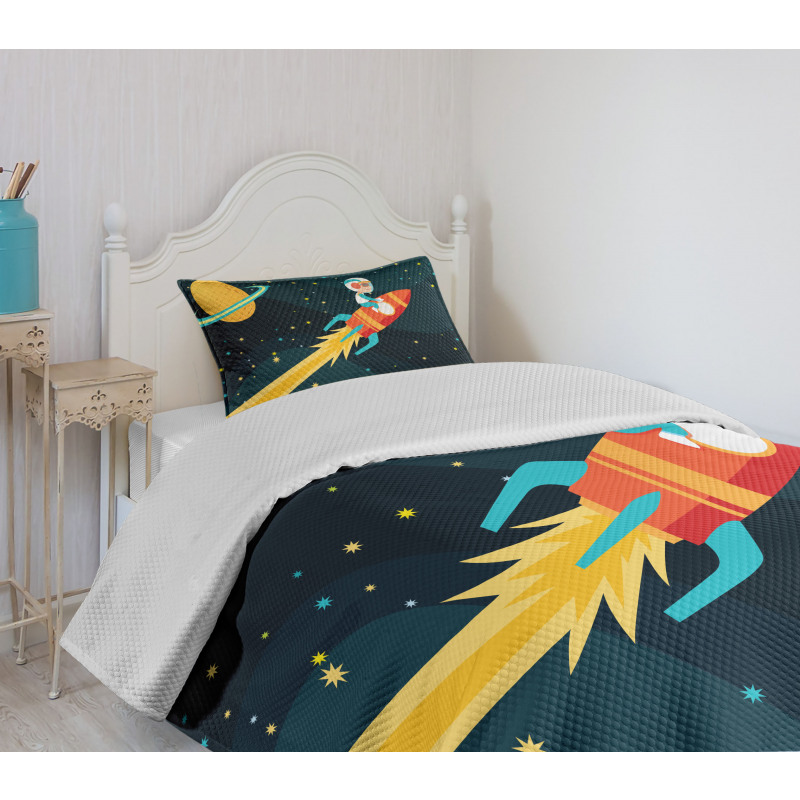 Boy on a Rocket Adventure Bedspread Set