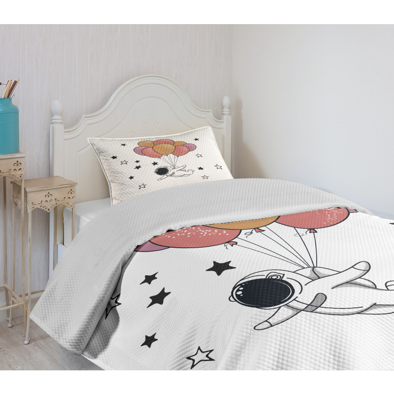 Astronaut with Balloons Bedspread Set