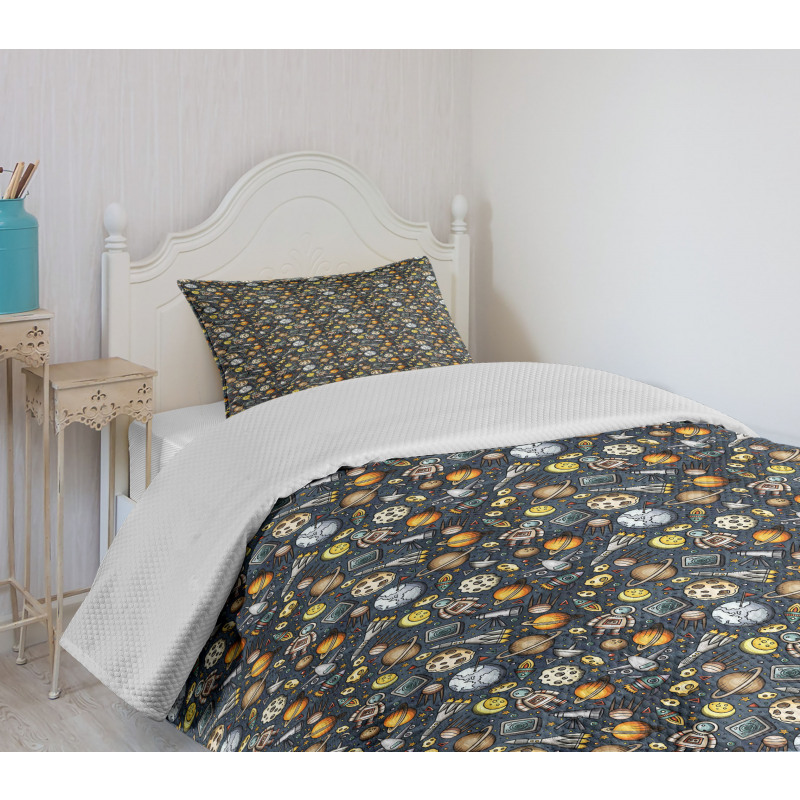 Outer Space Pattern Bedspread Set