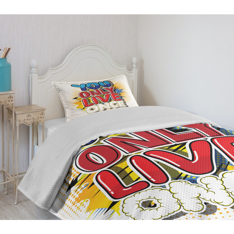 Cartoon Style Life Message Bedspread Set