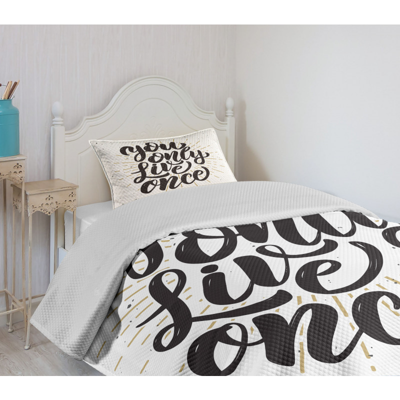 Hand Drawn Popular Words Bedspread Set