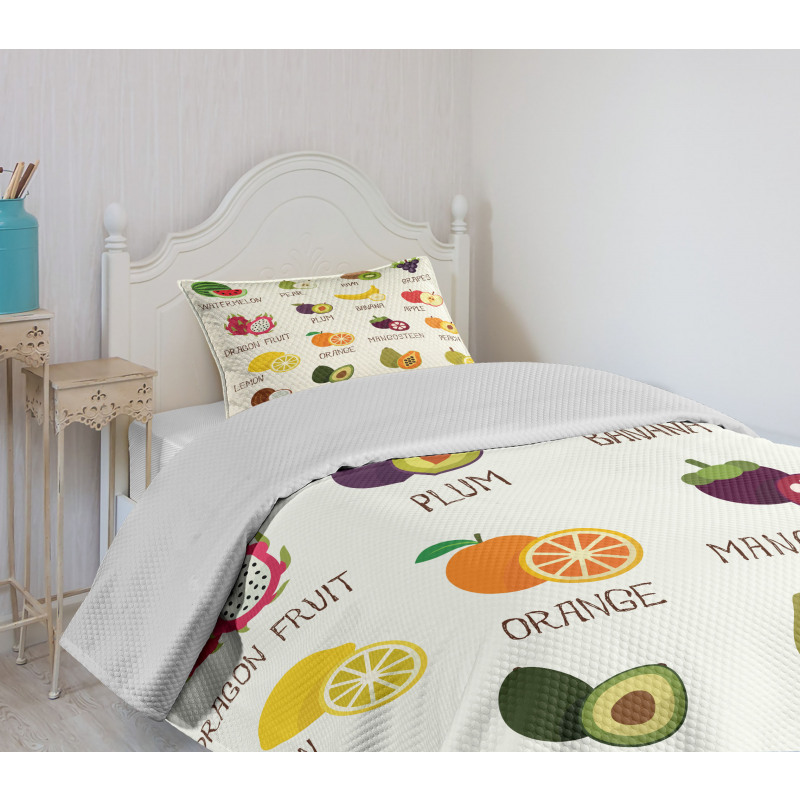 Apple Orange Coconut Bedspread Set