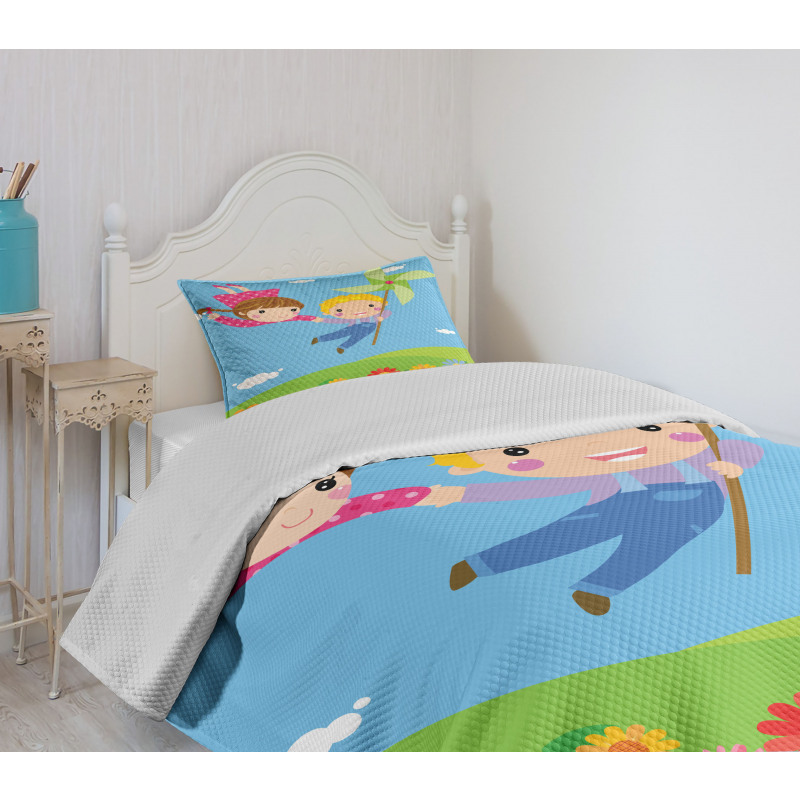 Cartoon Kids Friends Bedspread Set