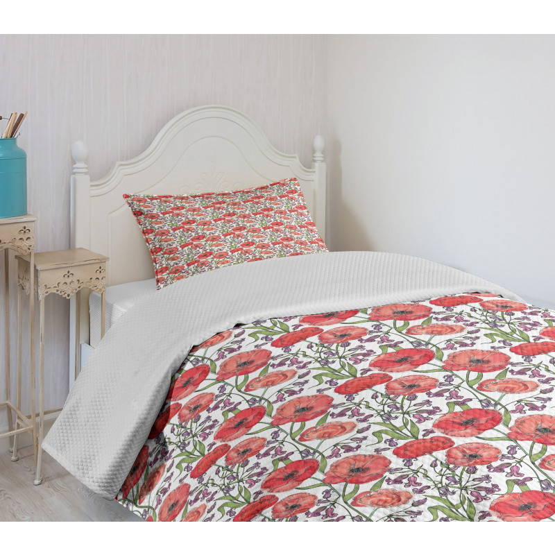 Poppy Blossoms Garden Bedspread Set