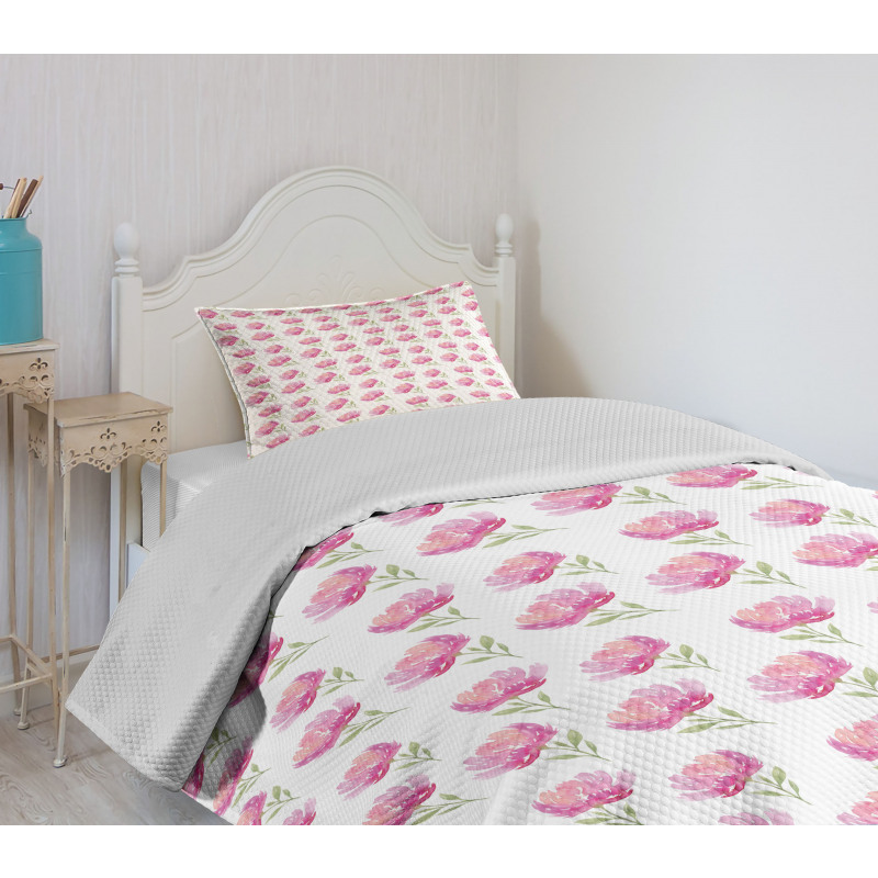 Pink Peony Garden Bedspread Set