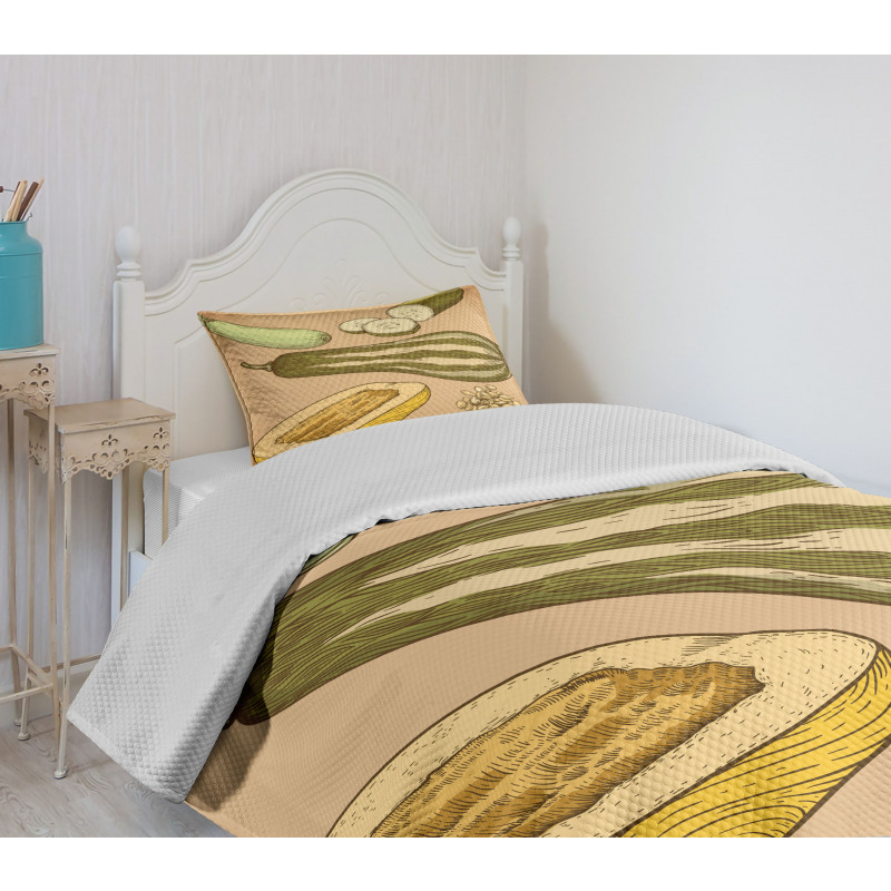 Zucchini Slices Bedspread Set