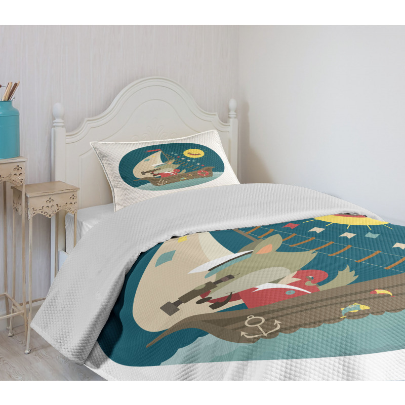 Wolf Captain Boat Bedspread Set