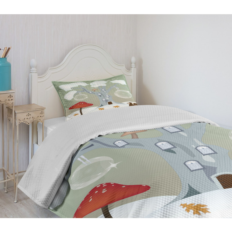 Amanita Muscaria Mushroom Bedspread Set