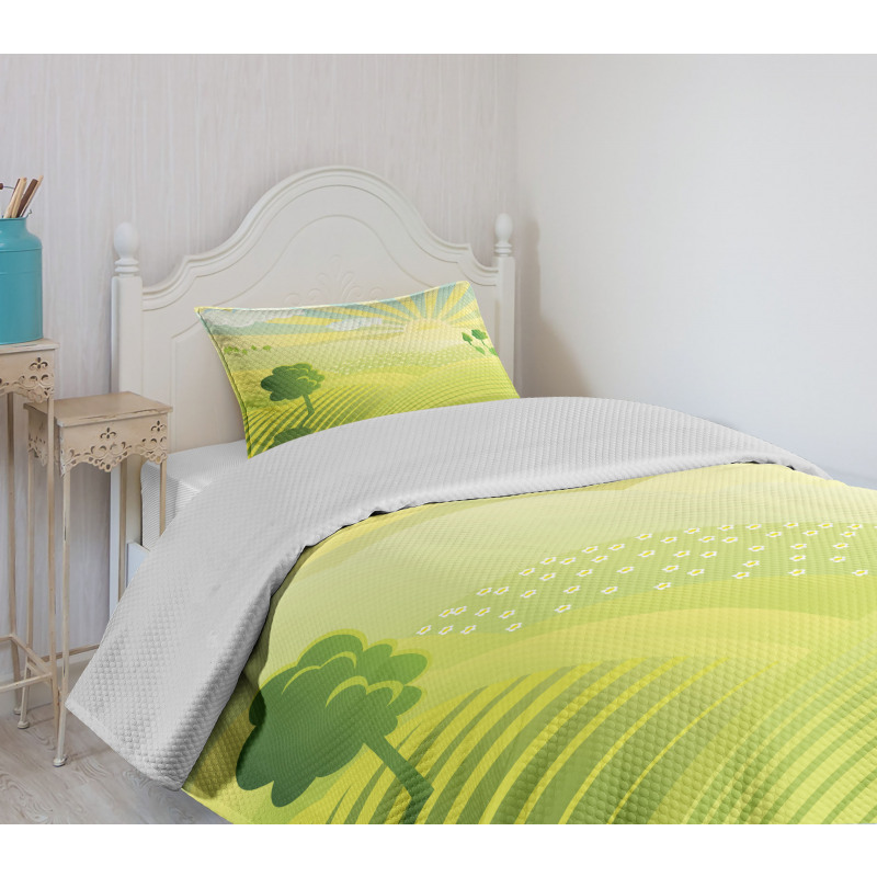 Sunshine Lightens Hills Bedspread Set