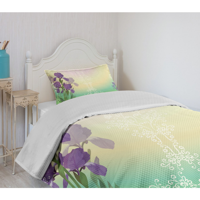 Blossoming Iris Bridal Bedspread Set