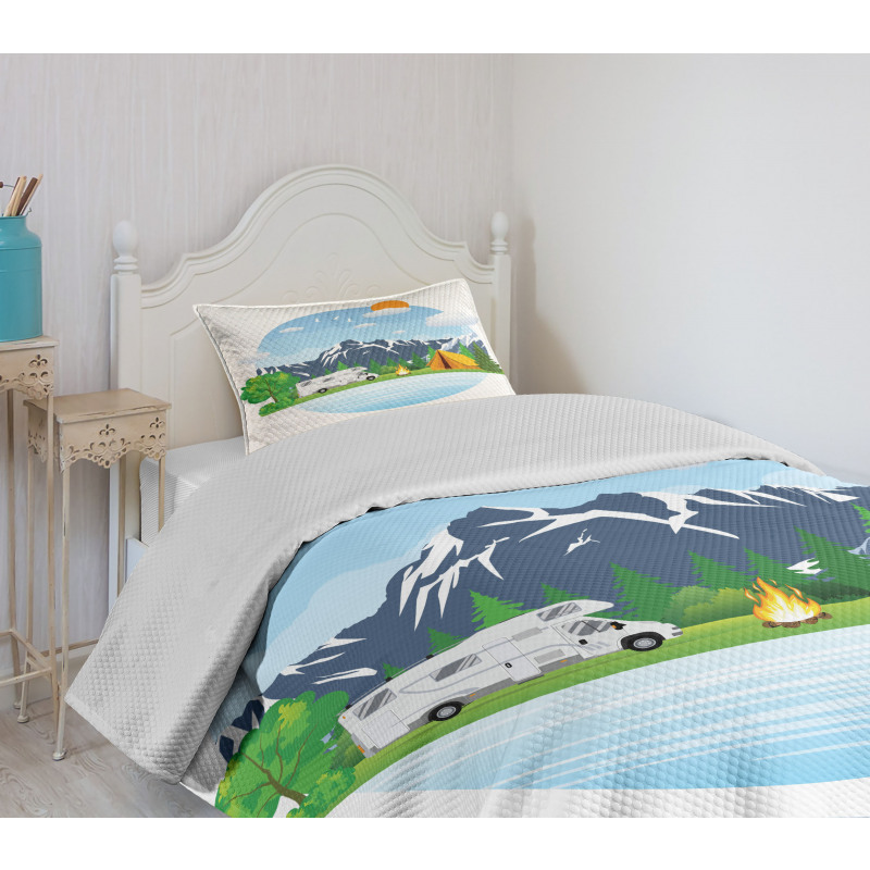 Forest Camping Summer Bedspread Set