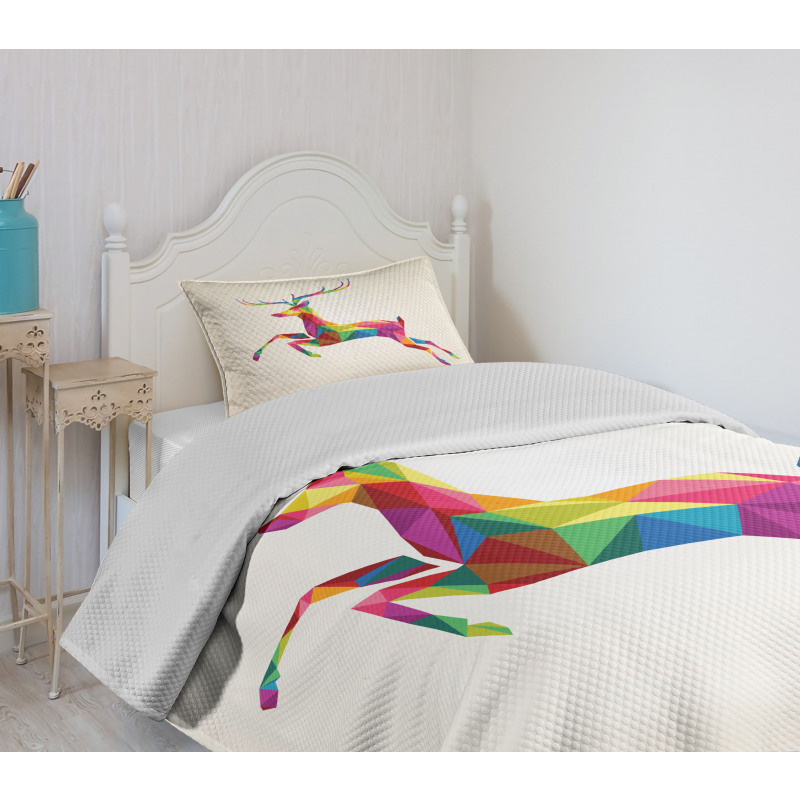 Colorful Fractal Deer Bedspread Set