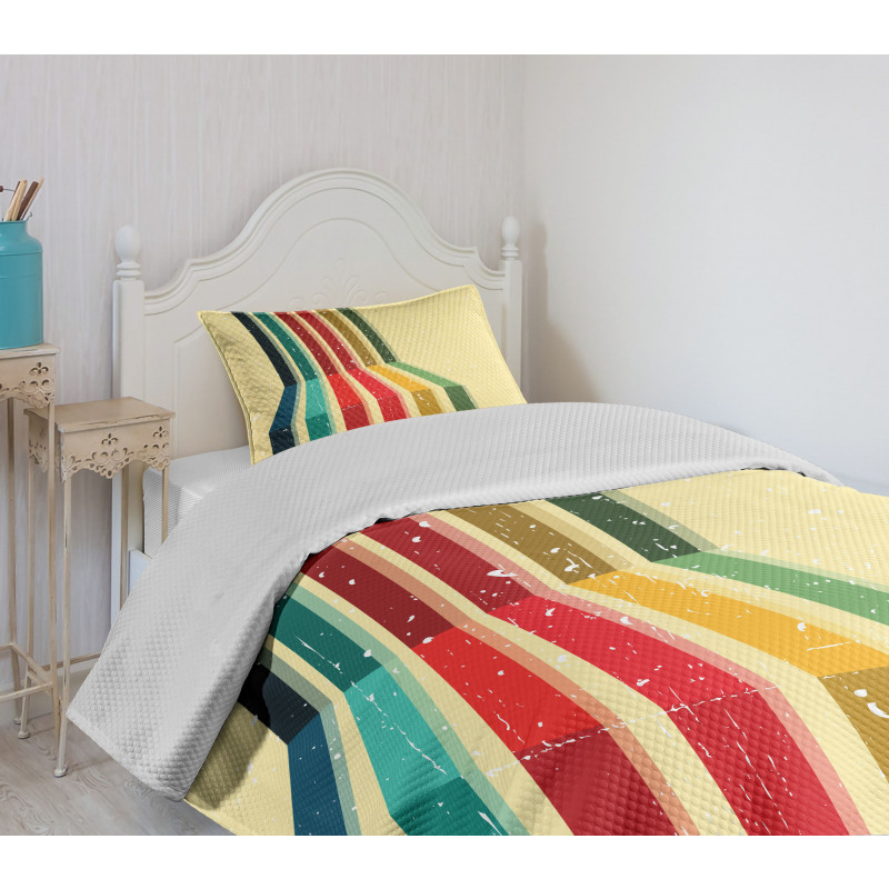 Vintage Colorful Strips Bedspread Set