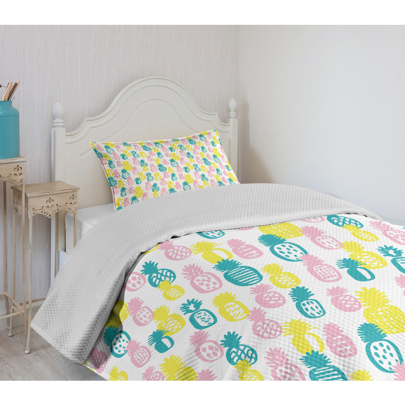 Colorful Doodle Food Bedspread Set