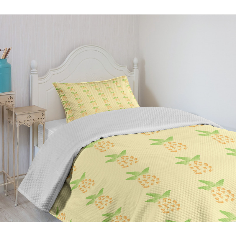 Watercolor Pineapple Bedspread Set