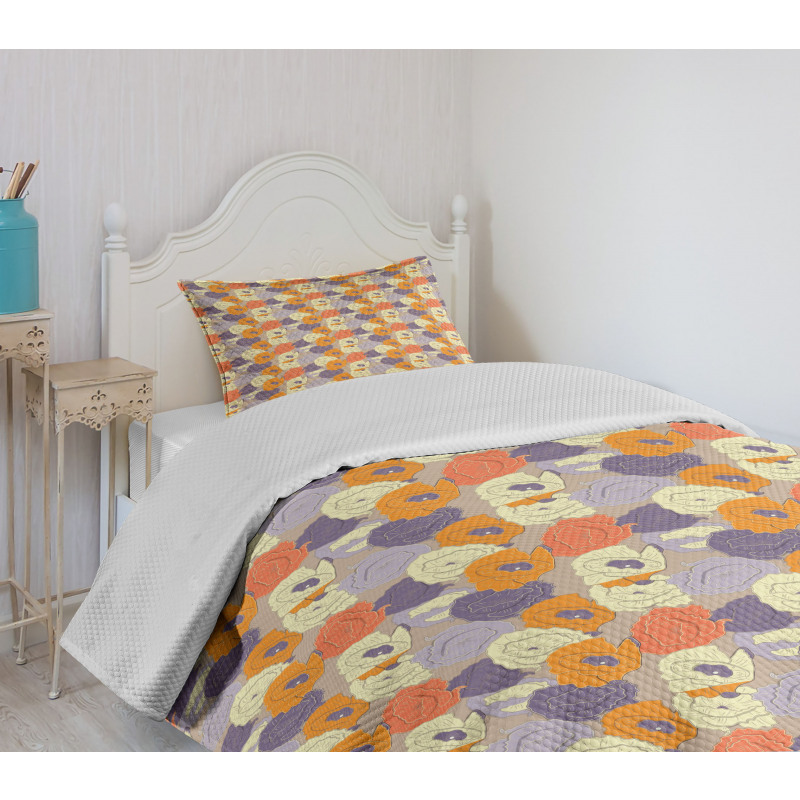 Retro Poppy Blossoms Bedspread Set