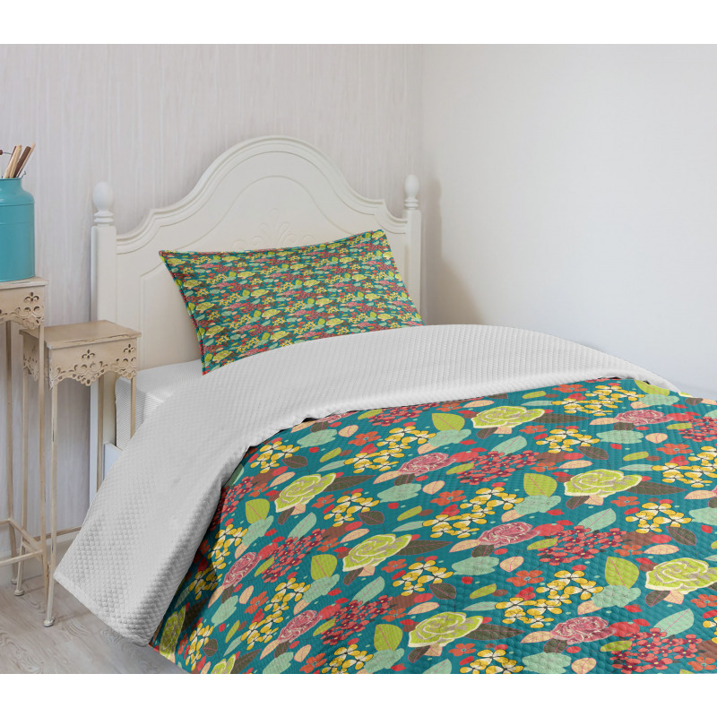 Colorful Bedding Plants Bedspread Set