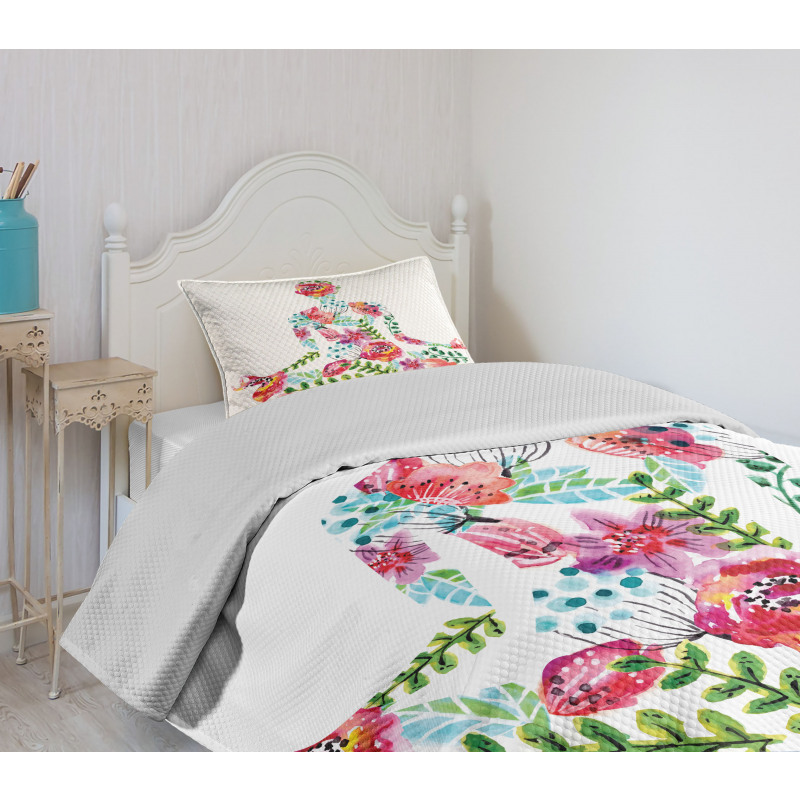 Silhouette with Flowers Bedspread Set
