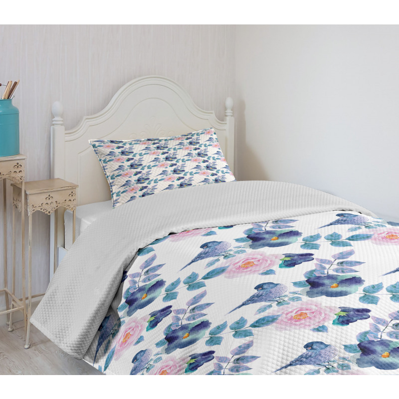 Bird and Nature Growth Bedspread Set