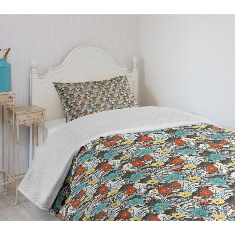 Flourishing Garden Motif Bedspread Set