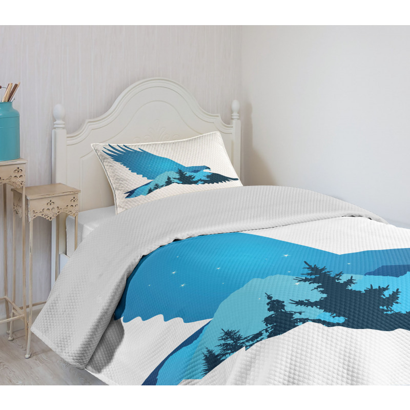 Bird Silhouette Design Bedspread Set
