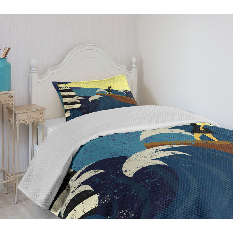 Grunge Sea Storm Bedspread Set